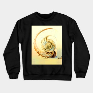 Fibonacci Sequence: Fibonacci Nautilus Shell on a Dark Background Crewneck Sweatshirt